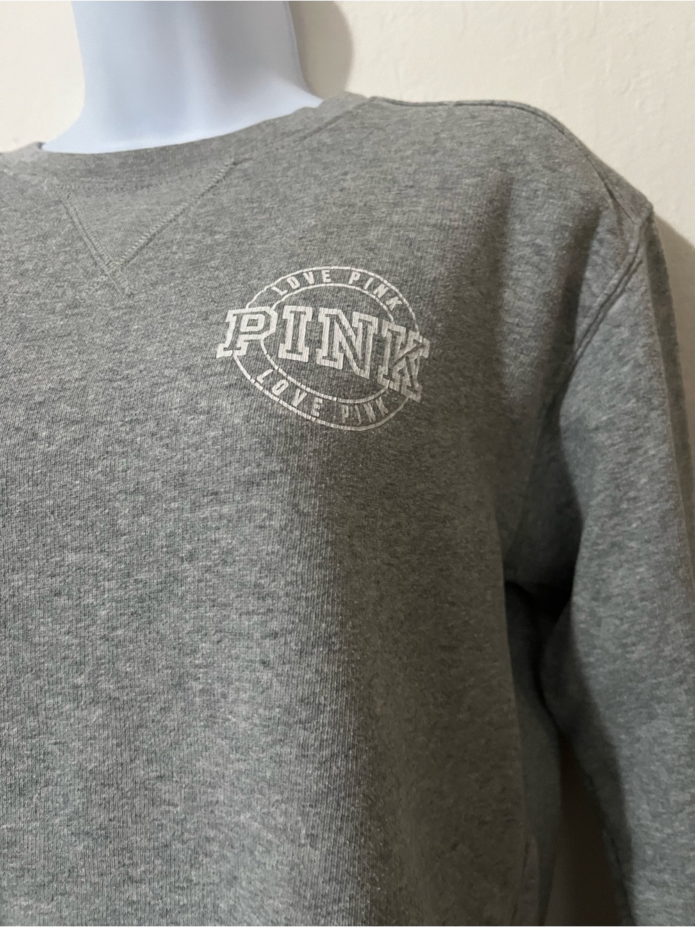Victoria's Secret PINK Grey Sweatshirt with White Logo Trim